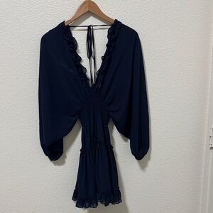 Misa Los Angeles Navy Midi Dress